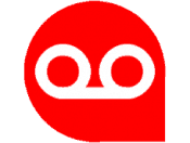 digital audio transcription icon. Background is our red speech bubble logo.